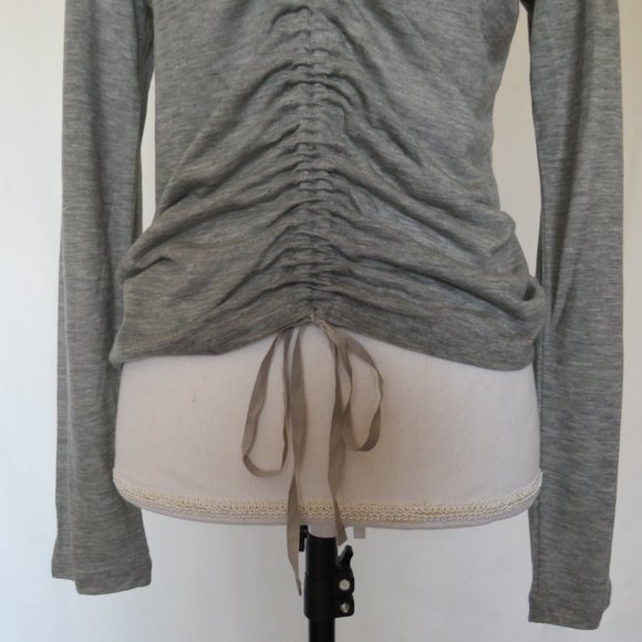 New City DKNY Gray Center Drawstring Long Sleeves Knit Top size M - Picture 3 of 7